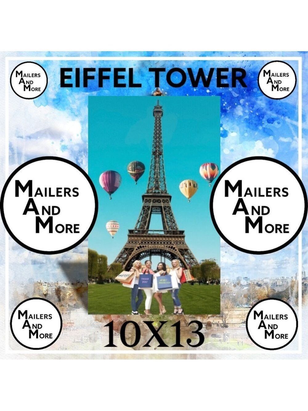 25 10X13 Shopping Girls Eiffel Tower Paris Poly Mailers Flat Shipping Envelopes - Picture 6 of 10